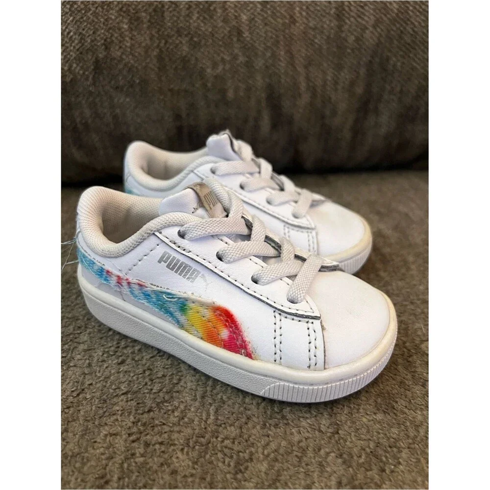 Toddler Shoes Lot Size 5C Converse White Tie Dye Puma Rainbow 3 Pairs GUC